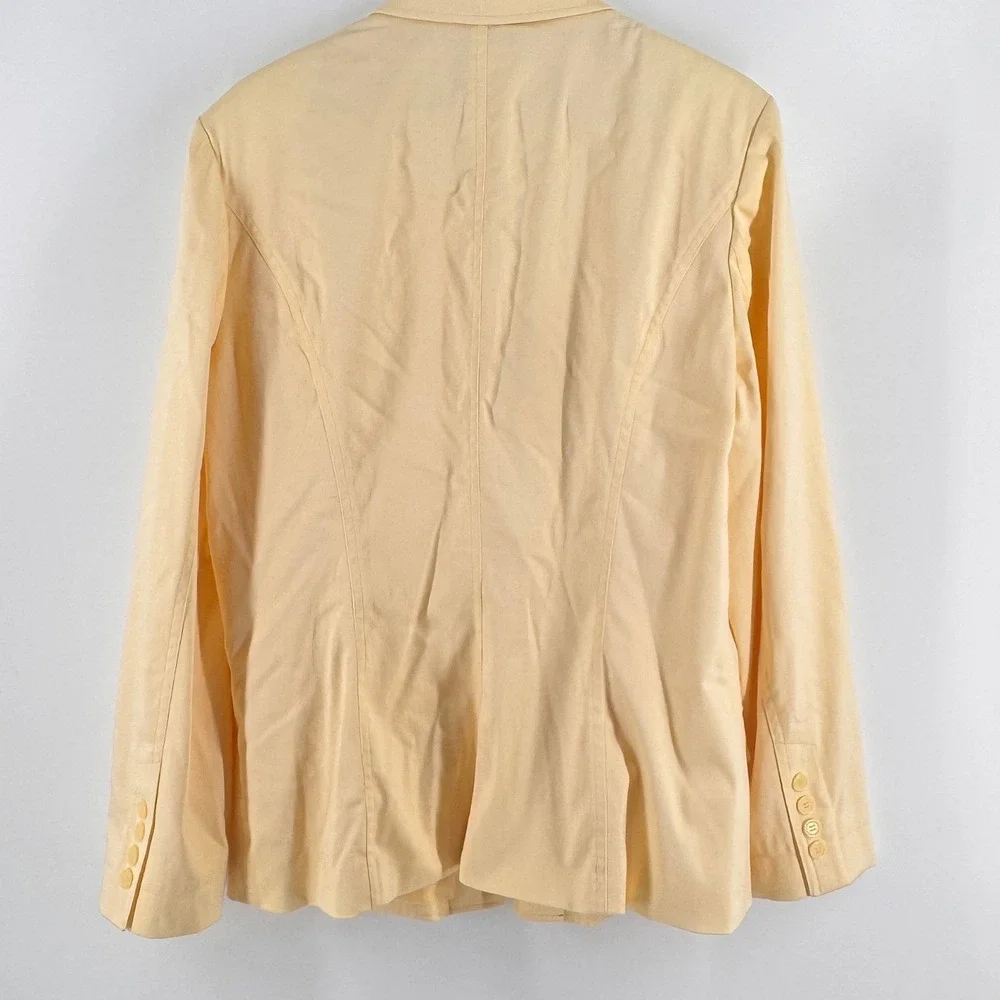 Tall Stretch Blazer Pastel Butter Yellow‎ Single Button Jacket Size 18T
